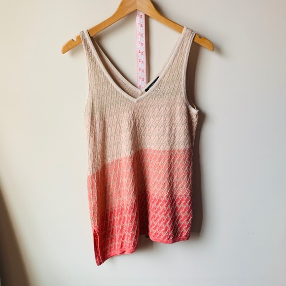 White House Black Market Tops - WHBM Asymmetrical Peach Shimmer Tank
